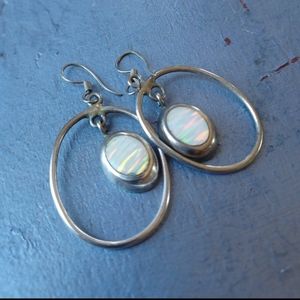 Floating Opal Hoop Earings